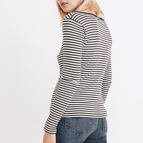 Madewell Fine Ribbed Sweetheart Tee in Stripe - Picture 3 of 5